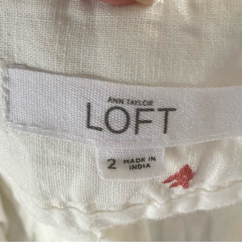 LOFT High Waist White and Orange Shorts - Picture 3 of 11